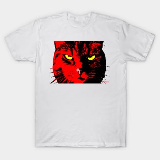 ANGRY CAT POP ART - RED BLACK YELLOW TRASPARENT T-Shirt